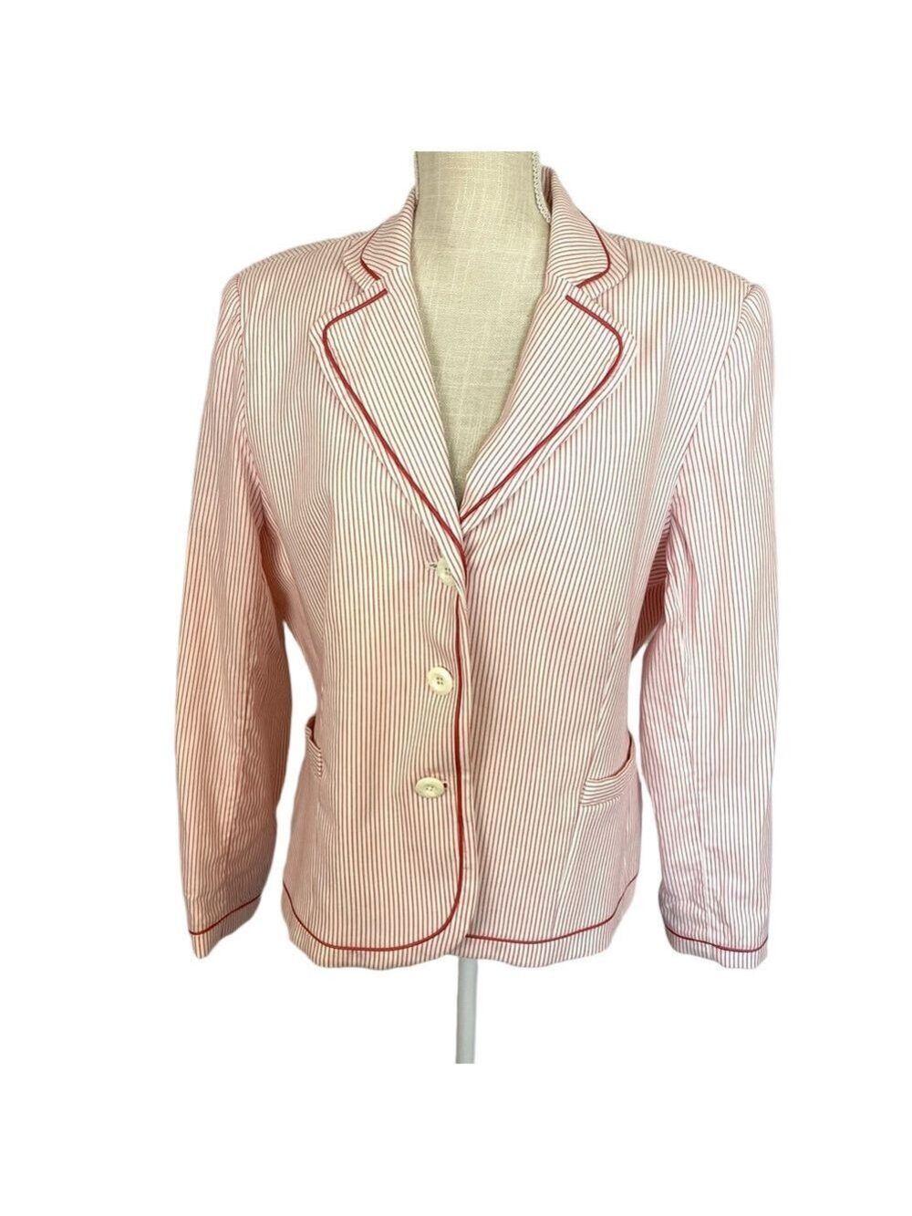 Vintage Designer Bob Mackie Blazer Jacket Red Trim & Stripes Women's 14